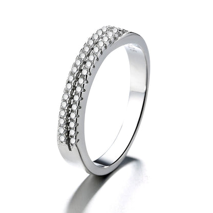 Sterling Silver Two-Row Band With Swarovski Crystals - The Avenue44