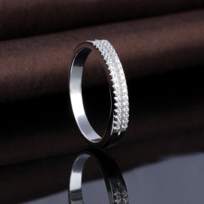 Sterling Silver Two-Row Band With Swarovski Crystals - The Avenue44