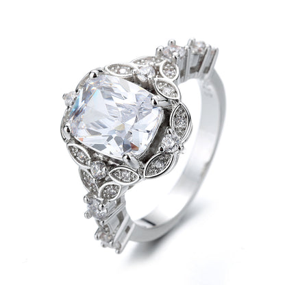 14K White Gold Plated Ageless Engagement ring with crystals from Swarovski - The Avenue44