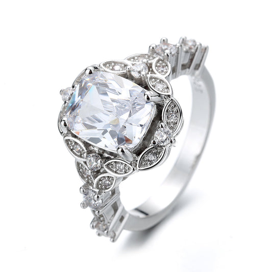 14K White Gold Plated Ageless Engagement ring with crystals from Swarovski - The Avenue44
