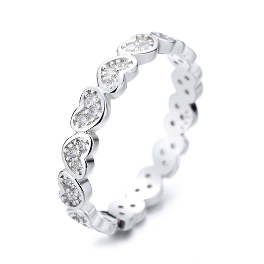 Sterling Silver Heart Ring With Crystals from Swarovski - The Avenue44