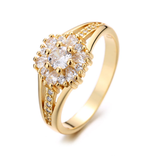 14K Gold-Plated Cluster Ring with Crystals from Swarovski - The Avenue44