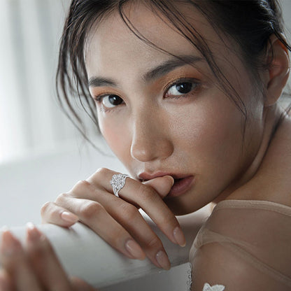 14K Gold-Plated Cluster Ring with Crystals from Swarovski - The Avenue44
