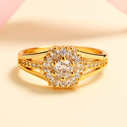 14K Gold-Plated Cluster Ring with Crystals from Swarovski - The Avenue44