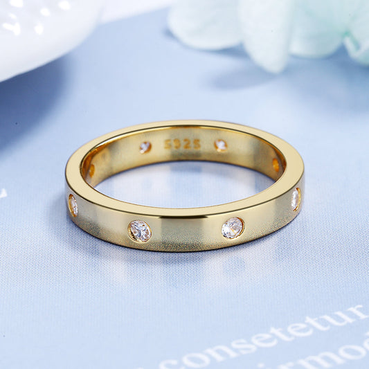 14K Gold thick Band Ring with crystals from Swarovski - The Avenue44
