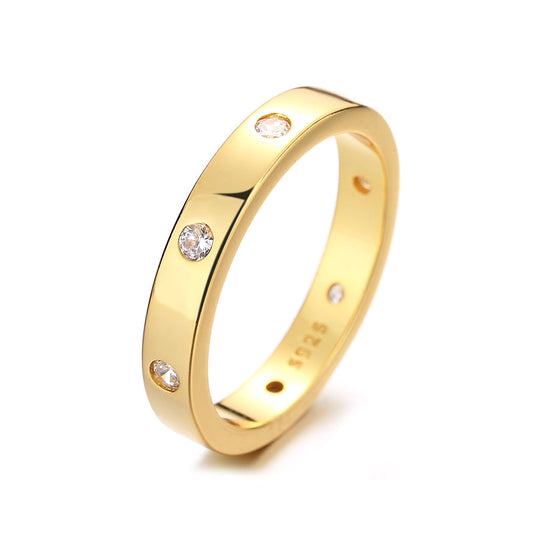 14K Gold thick Band Ring with crystals from Swarovski - The Avenue44