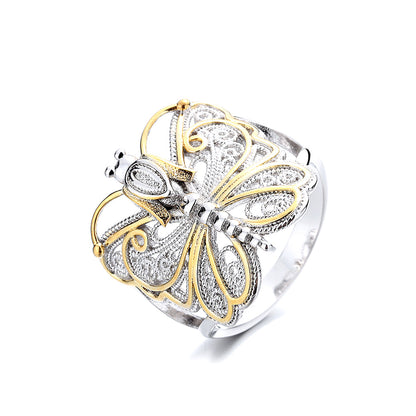 Artisan Two-Tone Filigree Dragonfly Ring - The Avenue44