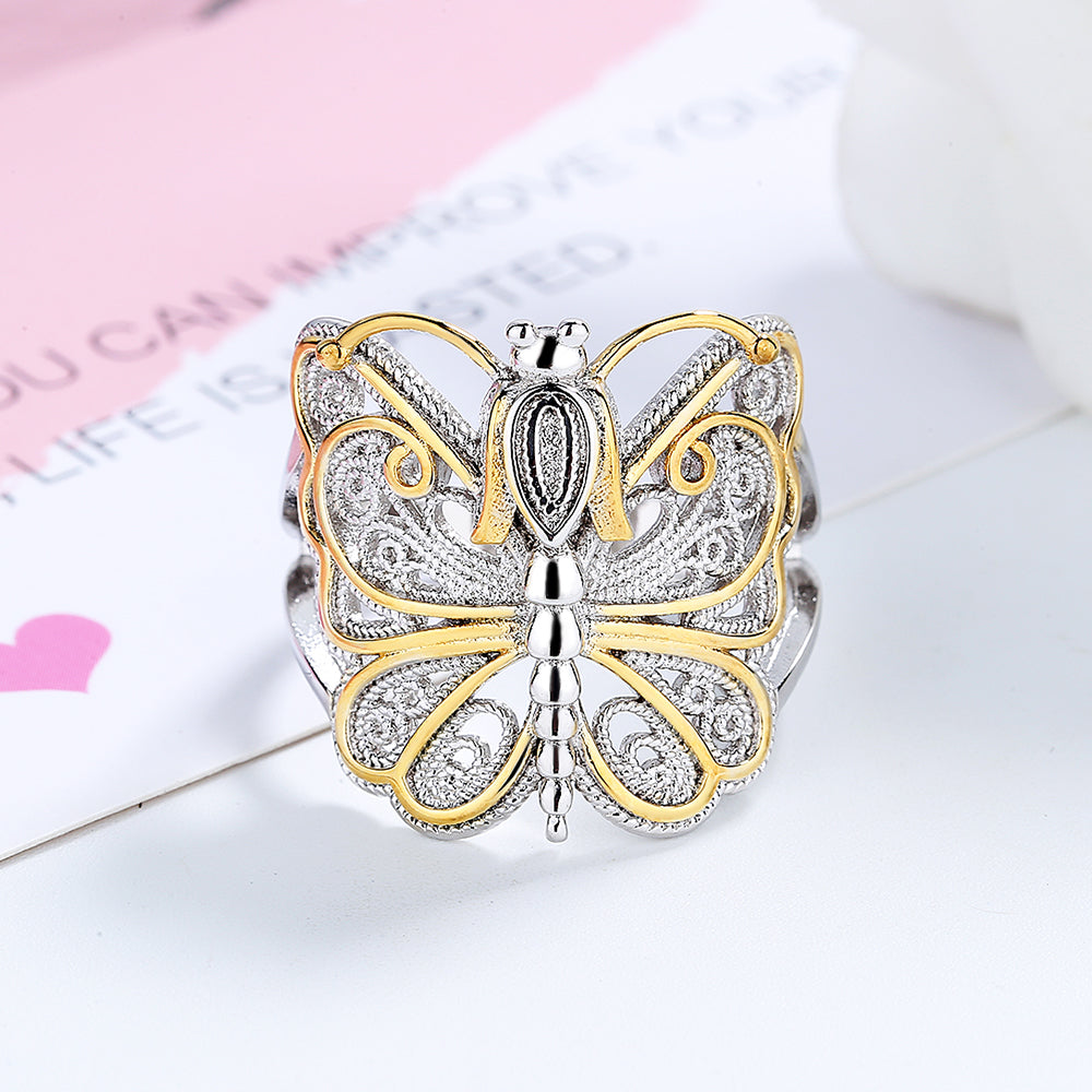 Artisan Two-Tone Filigree Dragonfly Ring - The Avenue44