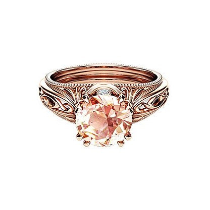 14k Rose Gold Filigree Engagement Champagne Ring - The Avenue44