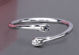 Sterling Silver Adjustable Band with Crystals - The Avenue44