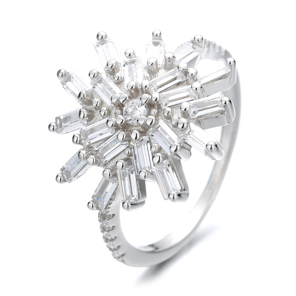Sterling Silver Starburst Ring with Swarovski Crystals - The Avenue44