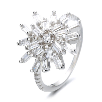 Sterling Silver Starburst Ring with Swarovski Crystals - The Avenue44