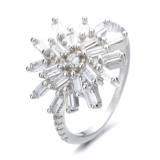 Sterling Silver Starburst Ring with Swarovski Crystals - The Avenue44