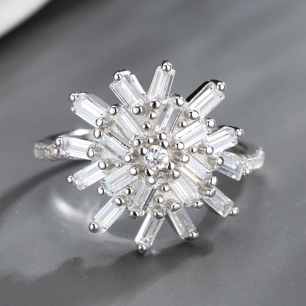 Sterling Silver Starburst Ring with Swarovski Crystals - The Avenue44