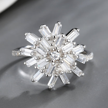 Sterling Silver Starburst Ring with Swarovski Crystals - The Avenue44