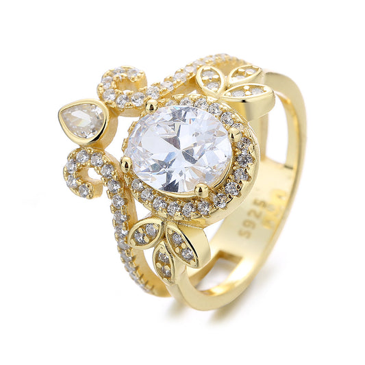Sterling Silver Quaint Engagement Ring with crystals from Swarovski - The Avenue44