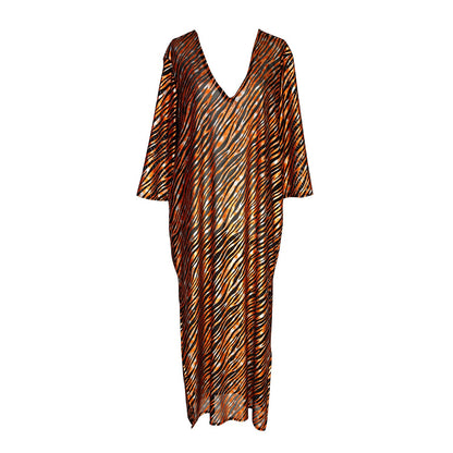 Zanzibar Zebra Longline Caftan with Sleeves