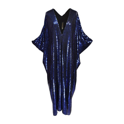 Night Sapphire Sequin Caftan Kaftan Dress