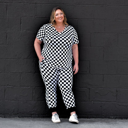 MAMA V-NECK- B+W Check - The Avenue44