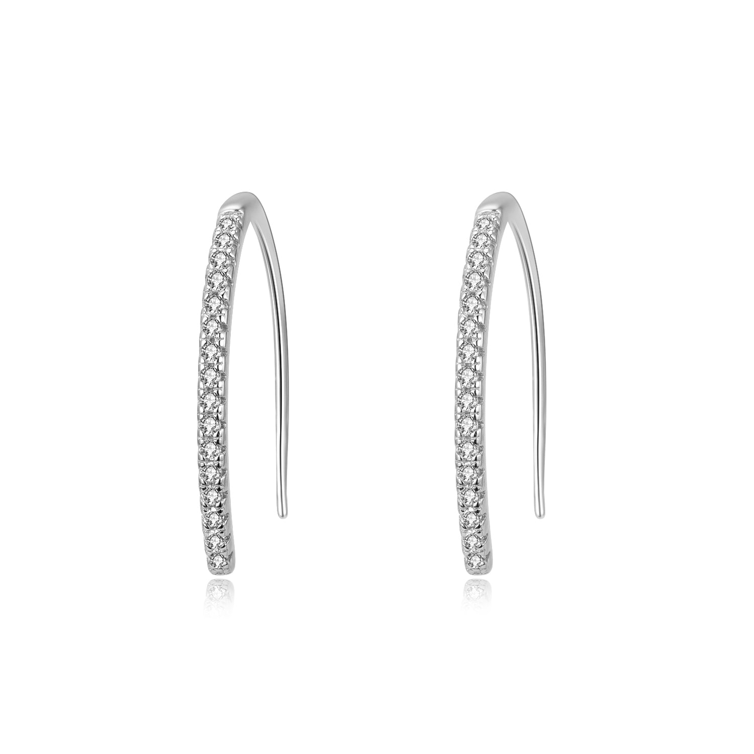 Solid Sterling Silver & Genuine Crystal Pull-through threader Earring - The Avenue44
