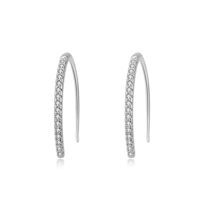 Solid Sterling Silver & Genuine Crystal Pull-through threader Earring - The Avenue44