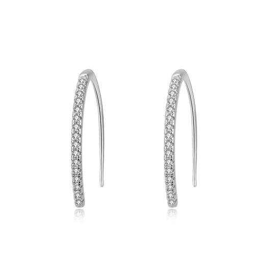 Solid Sterling Silver & Genuine Crystal Pull-through threader Earring - The Avenue44