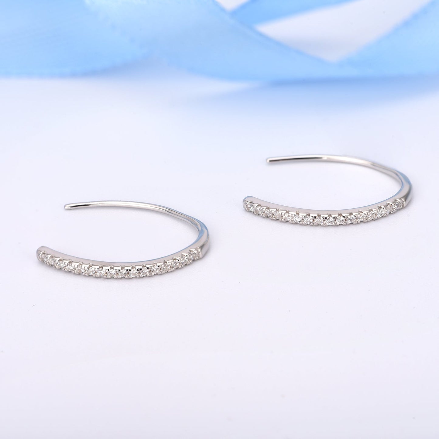 Solid Sterling Silver & Genuine Crystal Pull-through threader Earring - The Avenue44