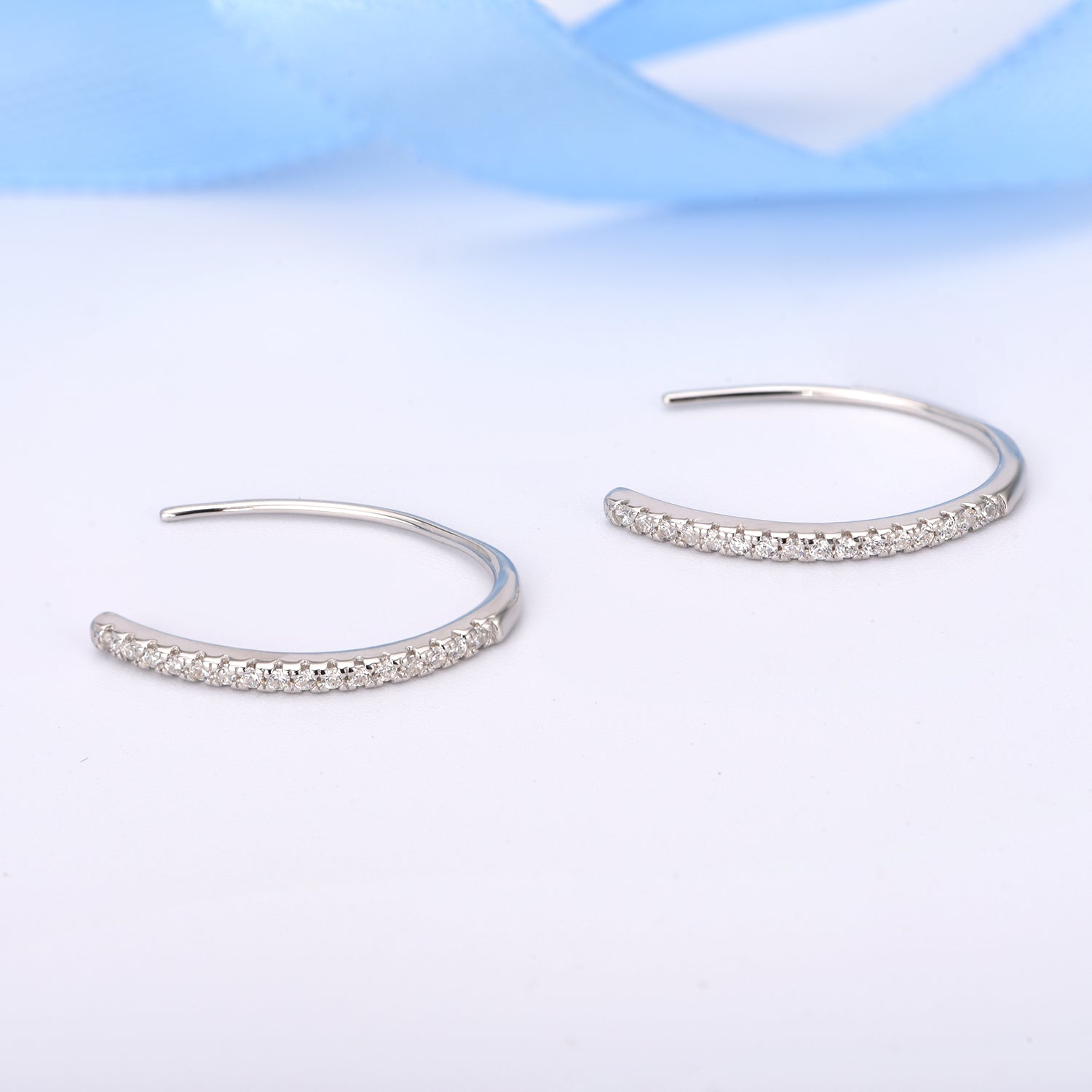 Solid Sterling Silver & Genuine Crystal Pull-through threader Earring - The Avenue44