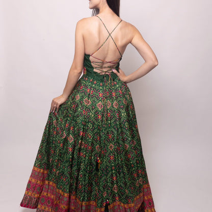 Denica Green Open Back Dress