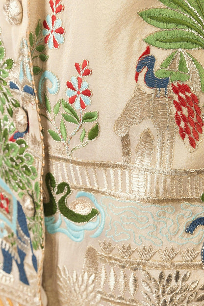 Ecrina Beige Blazer Dress with Embroidery