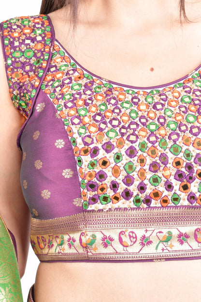 Elina Wine Full Flare Chaniya choli with Hand Embroidered Blouse