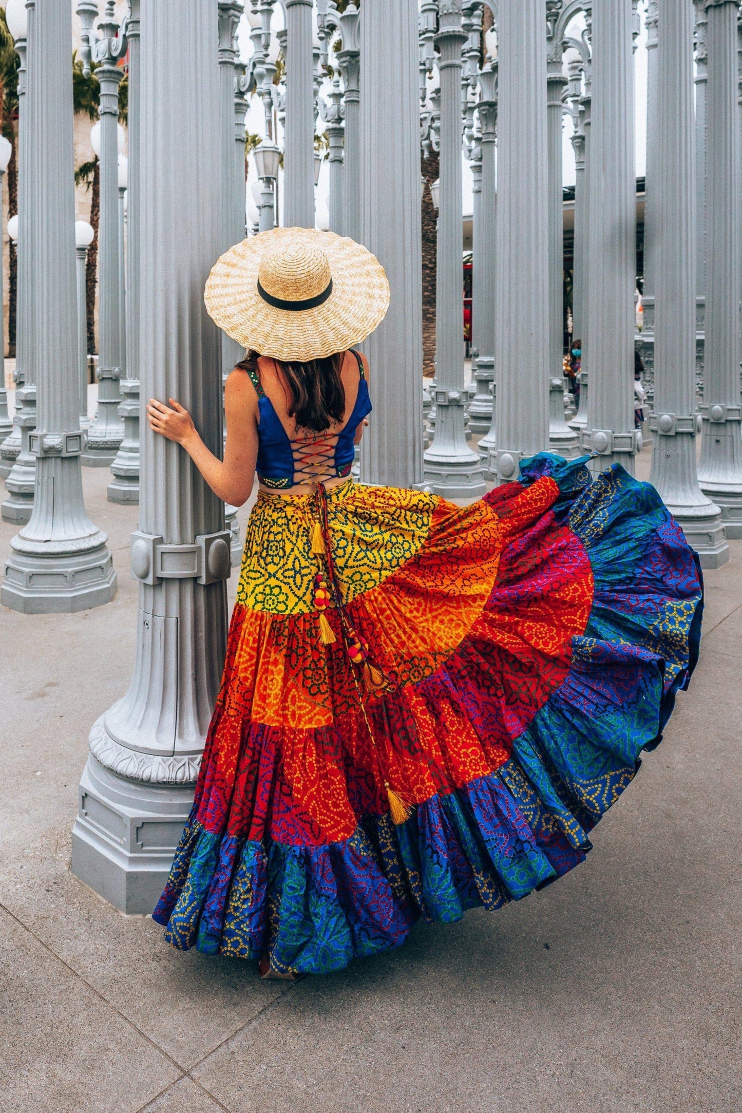 Elissa Multi Tropical Tiered Chaniya Choli