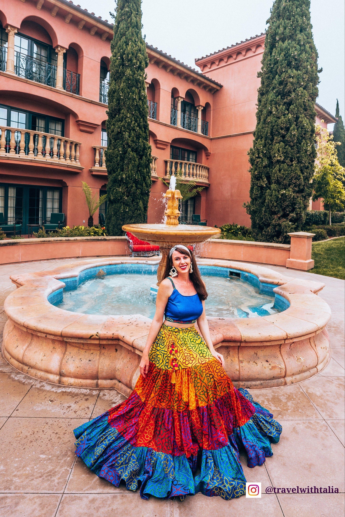 Elissa Multi Tropical Tiered Chaniya Choli