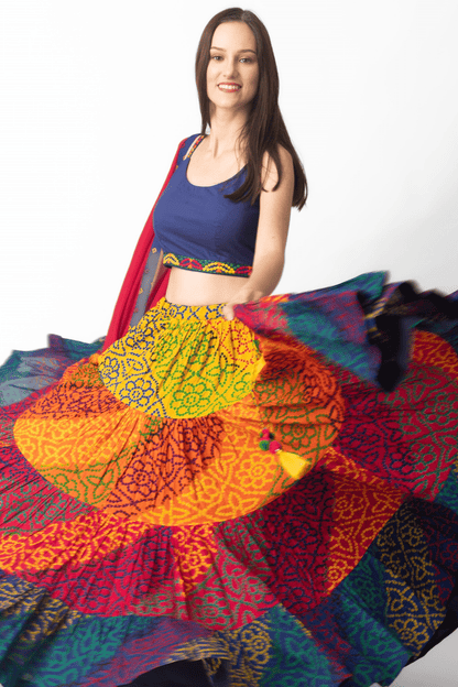 Elissa Multi Tropical Tiered Chaniya Choli
