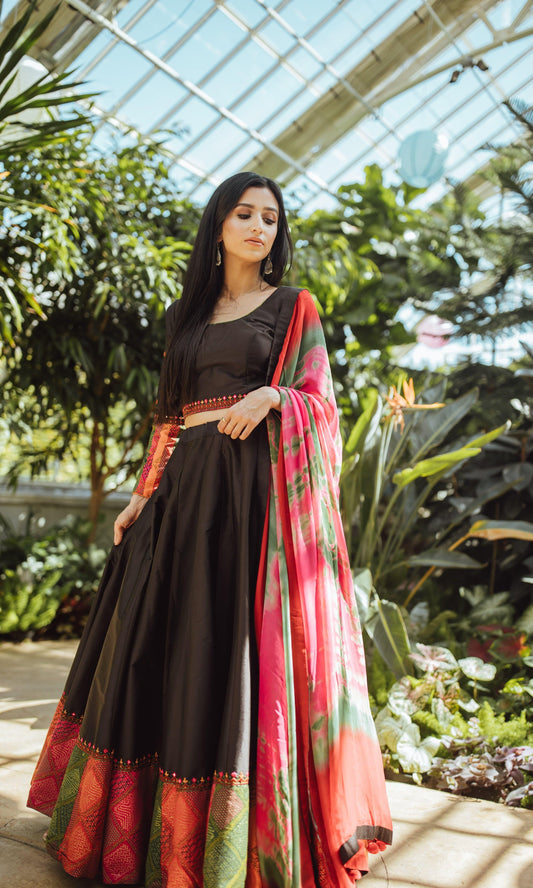 Elvira Silk Black Chaniya Choli Set