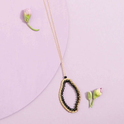 Black Spinel Freestyle Pendant Necklace