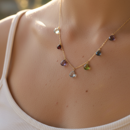 Rainbow Sparkler Necklace - Gold