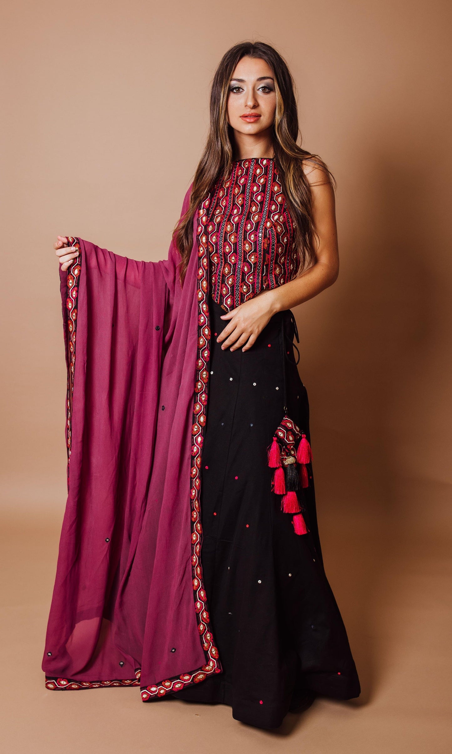 Freya Black Chaniya with Heavily Embroidered Blouse