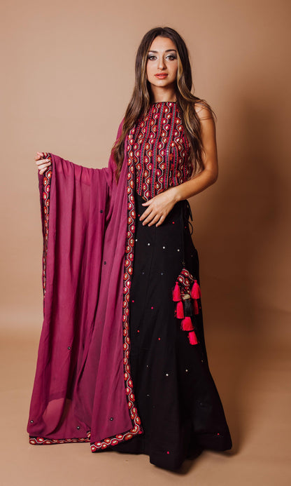 Freya Black Chaniya with Heavily Embroidered Blouse