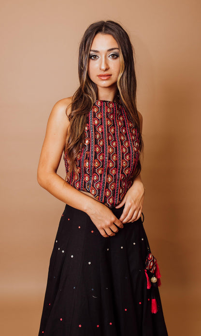 Freya Black Chaniya with Heavily Embroidered Blouse
