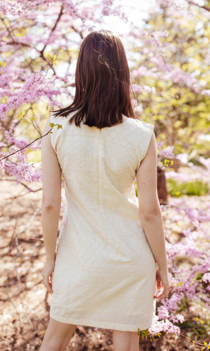 Gia White Mini Dress with Eyelet Embroidery