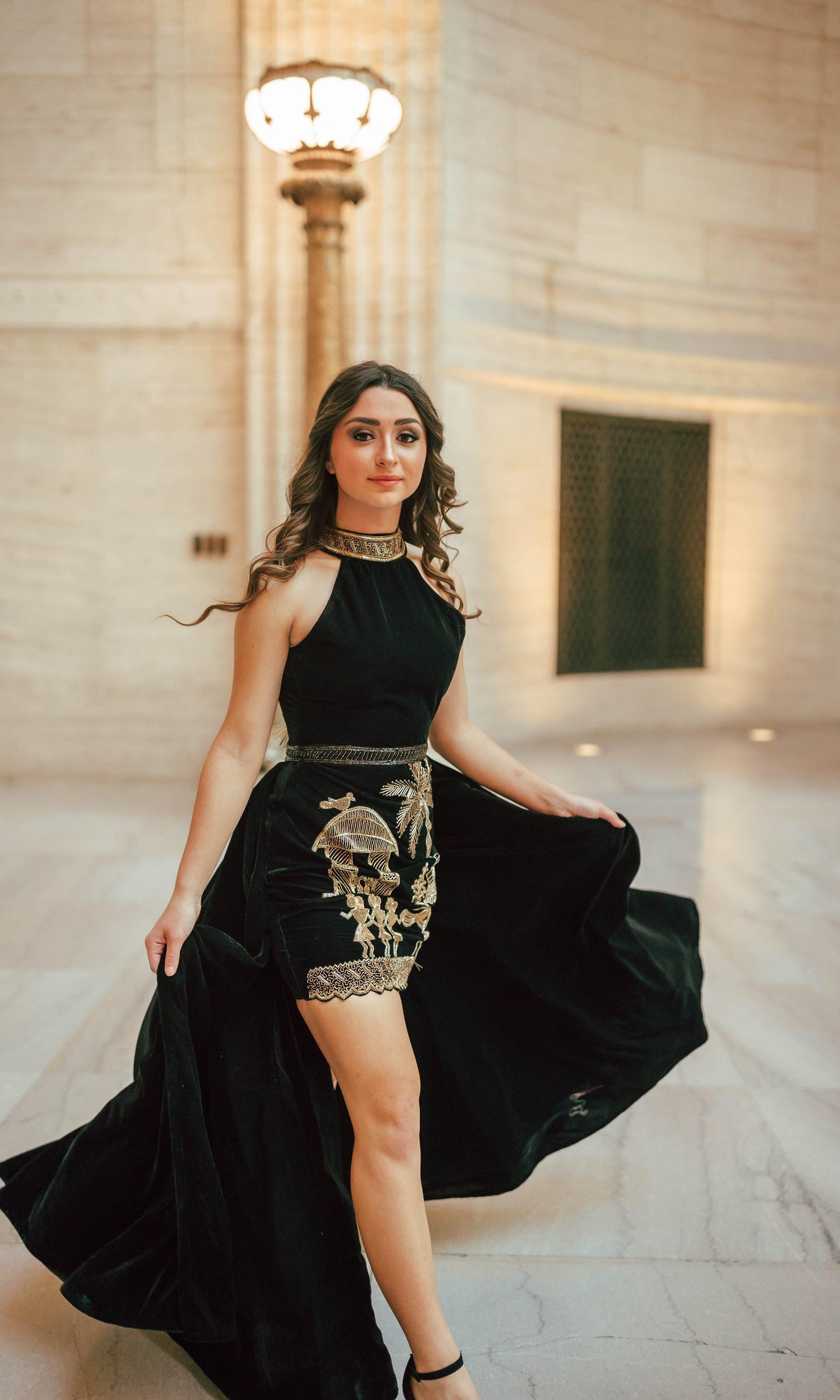 Halona Mini Black Dress with Varli Hand Embroidery