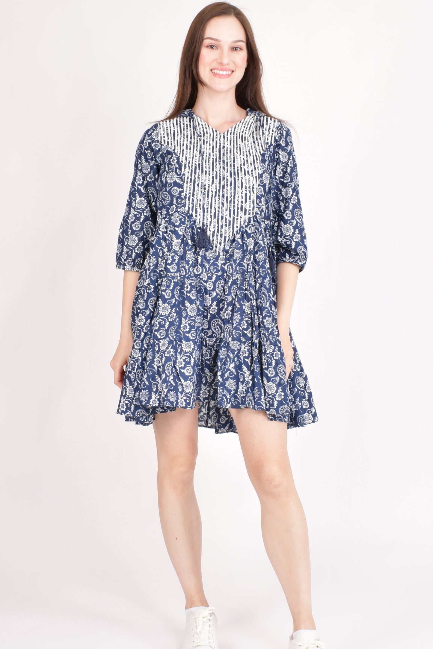 Harper Blue Embroidered Hoodie Mini Dress