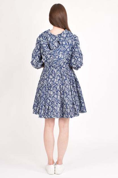 Harper Blue Embroidered Hoodie Mini Dress