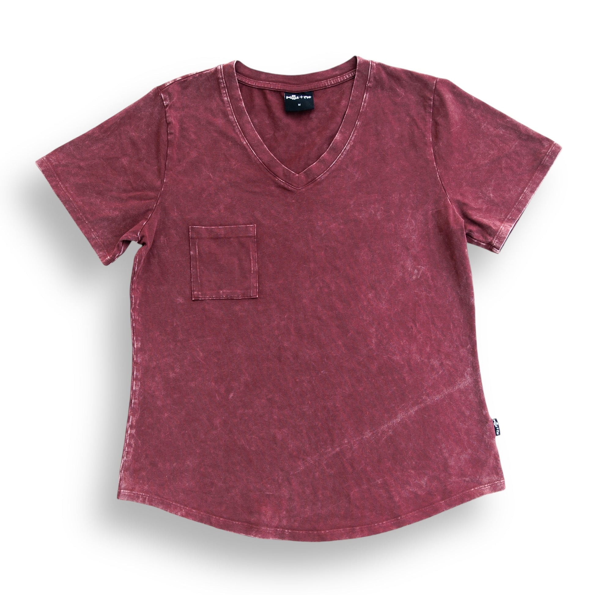 MAMA V-NECK- Oxblood Snow Wash - The Avenue44