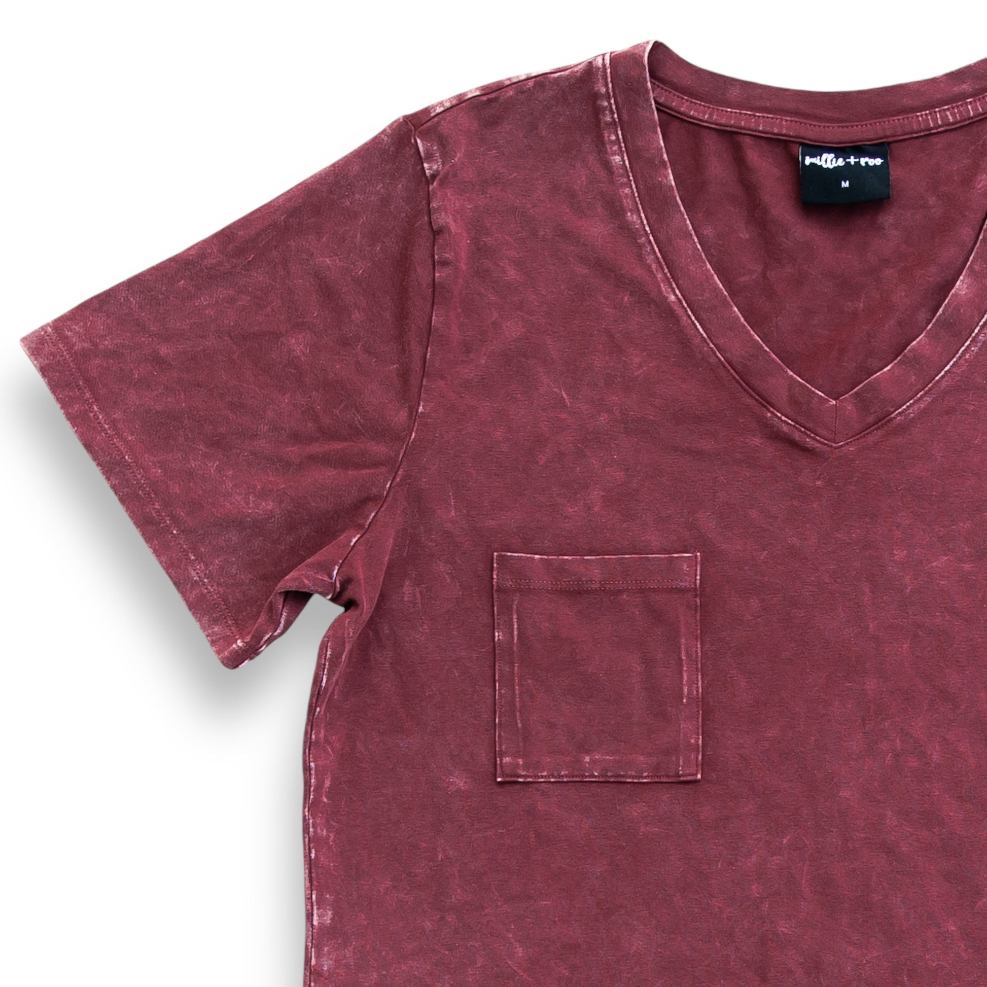 MAMA V-NECK- Oxblood Snow Wash - The Avenue44
