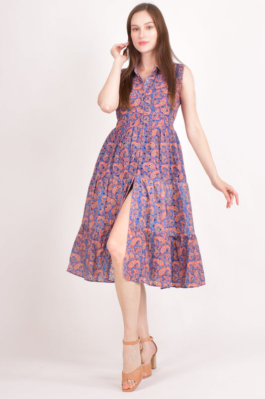 Irina Embroidered Tiered Midi Dress