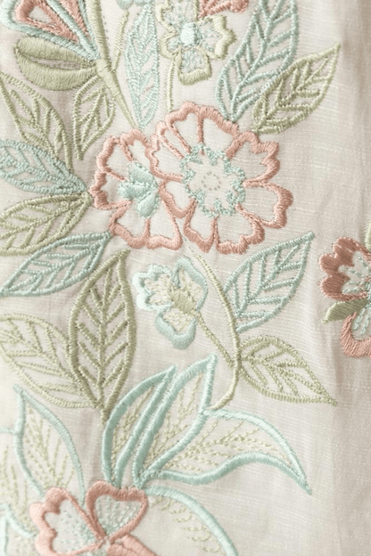 Keya Midi Dress with Floral Hand Embroidery