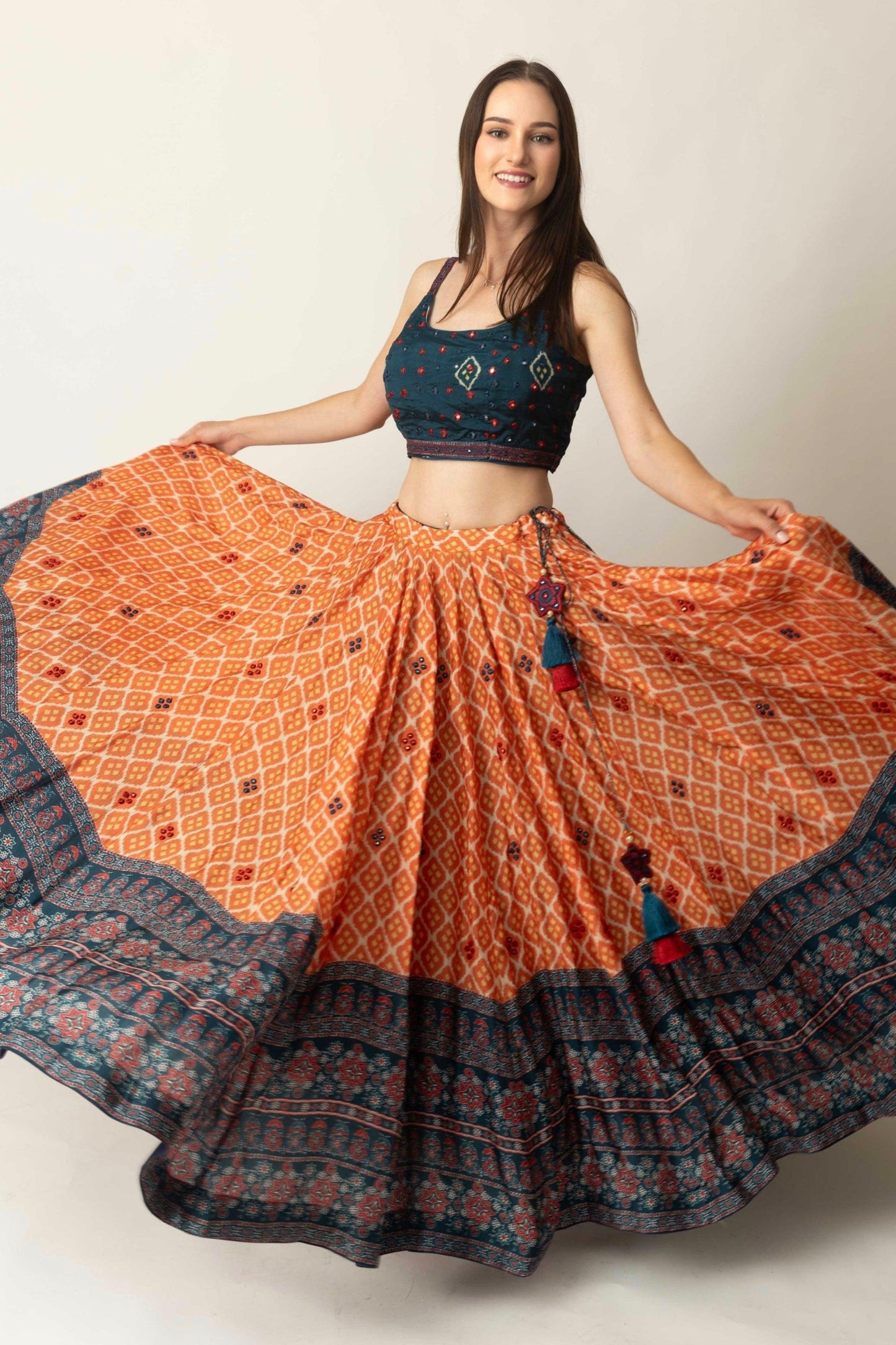 Khushi Lehenga with Mirror Embroidery and Embroidered Blouse