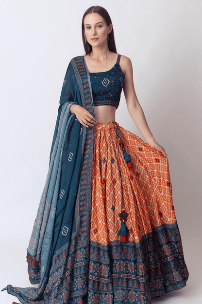 Khushi Lehenga with Mirror Embroidery and Embroidered Blouse